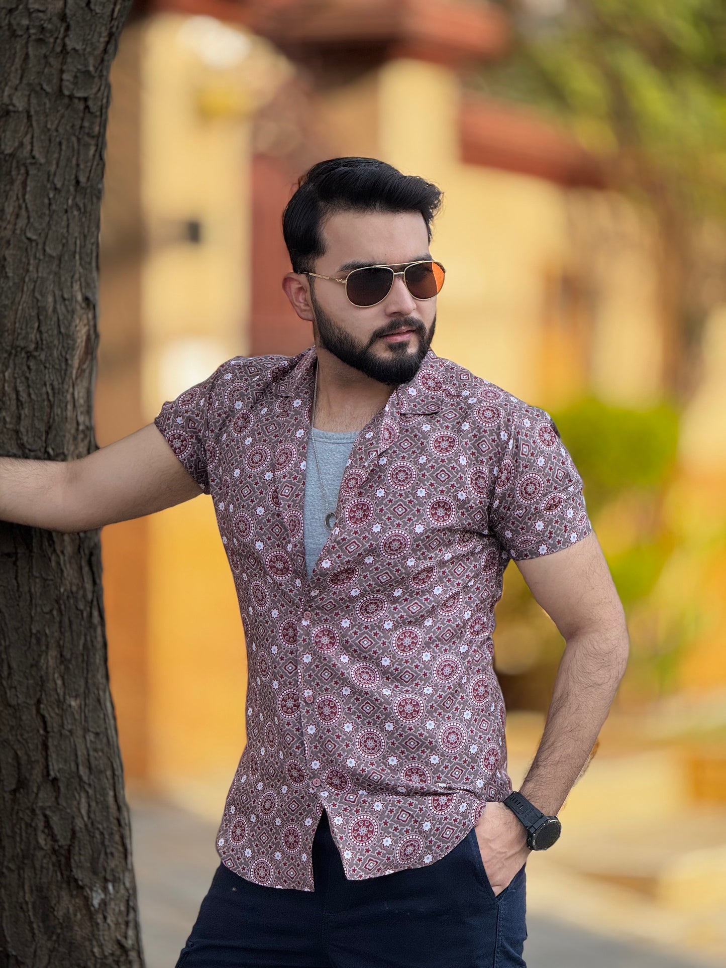 Dusty Rose Ajrak Shirt